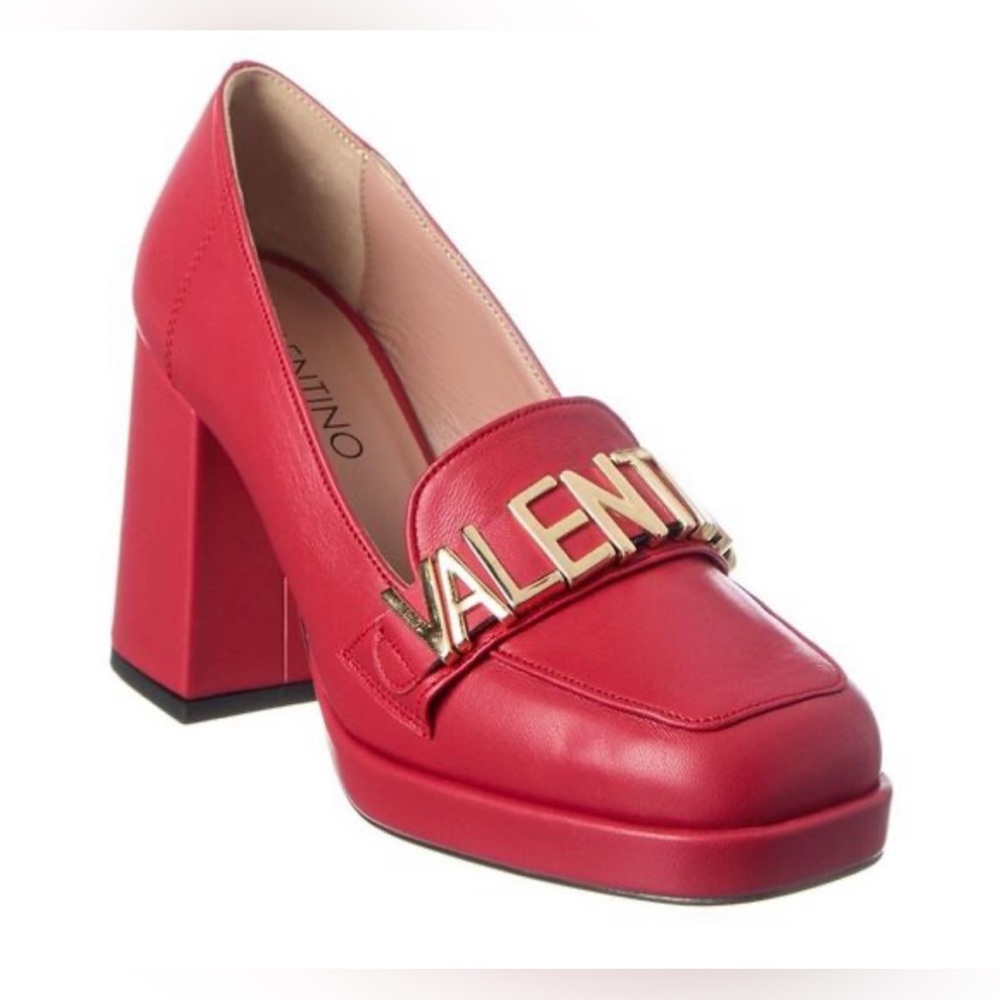 VALENTINO
Rosalinda Logo Leather Heeled Loafers